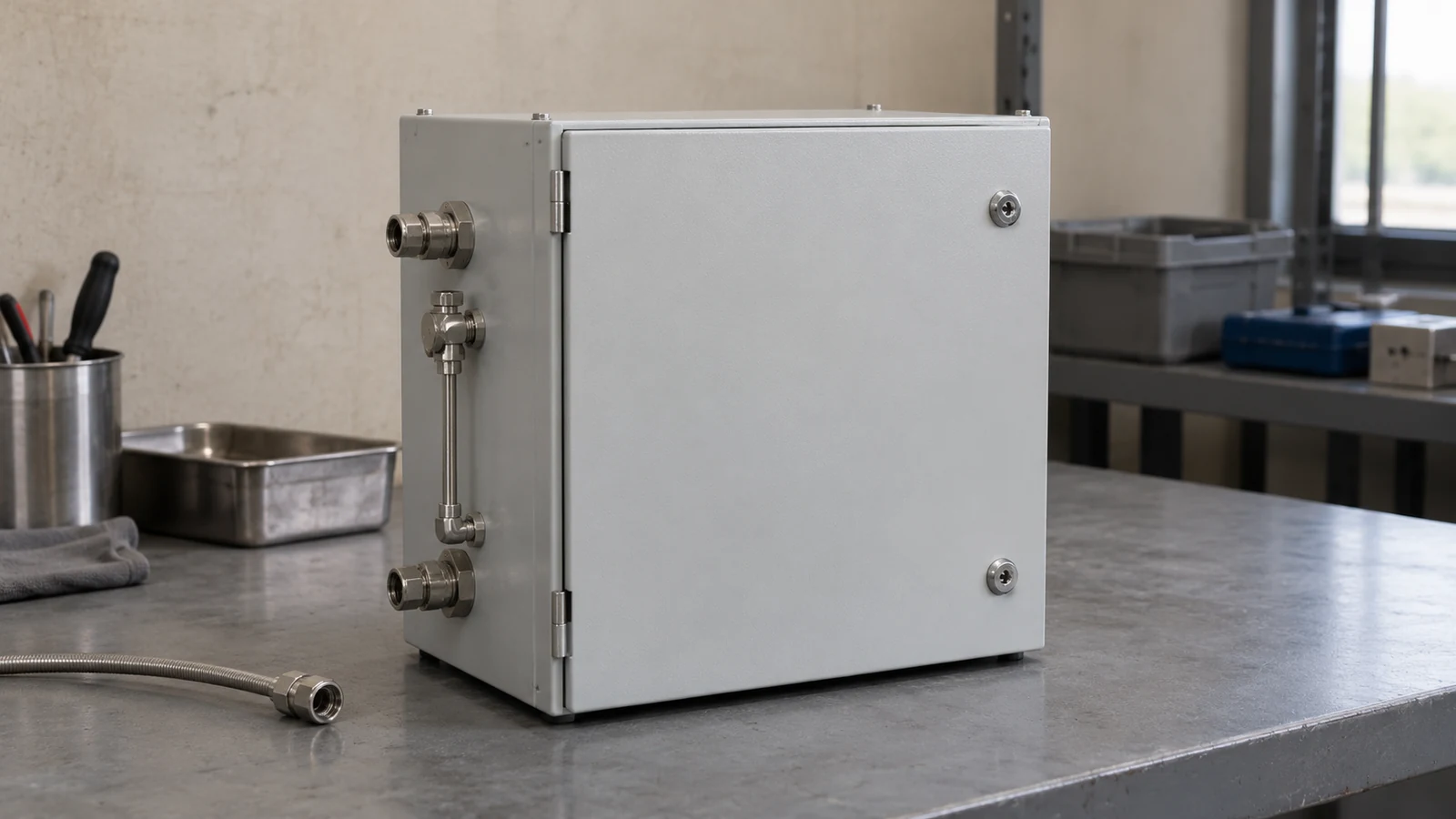 Example: Closed instrument enclosure on an instrumentation bench